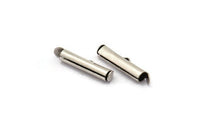 Silver Slide On End, 12 Antique Silver Plated Brass Slide On End Clasps for Seed Beads, Findings, Bracelets (20x4mm) BS 2123