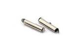 Silver Slide On End, 12 Antique Silver Plated Brass Slide On End Clasps for Seed Beads, Findings, Bracelets (20x4mm) BS 2123