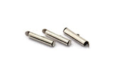 Silver Slide On End, 12 Antique Silver Plated Brass Slide On End Clasps for Seed Beads, Findings, Bracelets (20x4mm) BS 2123