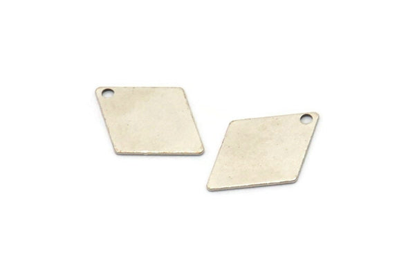 Silver Diamond Charm, 24 Antique Silver Plated Brass Diamond Charms, Pendant, Findings (17x12mm) D0304