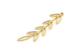 Brass Leaf Charm, 8 Raw Brass Leaf Charms With 1 Loop, Charm Pendants (42x10x0.80mm) SMP1150 A4495