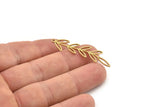 Brass Leaf Charm, 8 Raw Brass Leaf Charms With 1 Loop, Charm Pendants (42x10x0.80mm) SMP1150 A4495