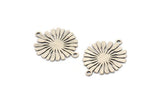Silver Sun Charm, 8 Antique Silver Plated Brass Sun Charms With 2 Loops, Brass Connectors (22x17x0.60mm) A3871