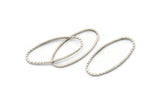 Silver Oval Ring, 12 Antique Silver Plated Brass Oval Faceted Ring, Connector, Charms  (30x15x1mm) N0530
