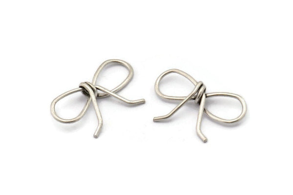 Silver Wire Connector, 8 Antique Silver Plated Brass Wire Ribbon Connectors, Charms, Findings (15x24.5x1mm) BS 2083