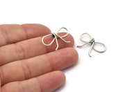 Silver Wire Connector, 8 Antique Silver Plated Brass Wire Ribbon Connectors, Charms, Findings (15x24.5x1mm) BS 2083