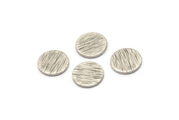 Silver Round Tag, 12 Textured Antique Silver Plated Brass Round Stamping Blanks Without Hole, Findings (10x1mm) D868