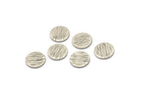 Silver Round Tag, 12 Textured Antique Silver Plated Brass Round Stamping Blanks Without Hole, Findings (10x1mm) D868