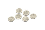 Silver Round Tag, 12 Textured Antique Silver Plated Brass Round Stamping Blanks Without Hole, Findings (10x1mm) D868