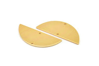 Gold Half Moon, 2 Gold Plated Brass Semi Circle Blanks With 2 Holes, Charms, Earrings, Pendants (39x15x1mm) D0784