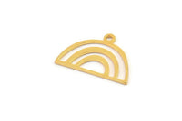 Semi Circle Charm, 10 Gold Plated Brass Semi Circle Charms With 1 Loop (18x12x0.60mm) A3178
