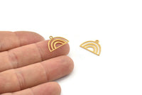 Semi Circle Charm, 10 Gold Plated Brass Semi Circle Charms With 1 Loop (18x12x0.60mm) A3178