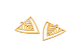 Gold Triangle Charm, 8 Gold Plated Brass Triangle Shaped Charms With 1 Loop (22x21x0.60mm) A4498