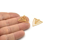 Gold Triangle Charm, 8 Gold Plated Brass Triangle Shaped Charms With 1 Loop (22x21x0.60mm) A4498