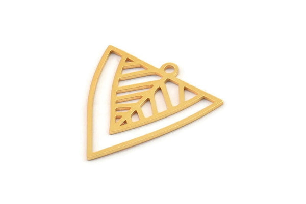 Gold Triangle Charm, 8 Gold Plated Brass Triangle Shaped Charms With 1 Loop (22x21x0.60mm) A4498