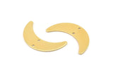 Gold Moon Charm, 4 Gold Plated Brass Crescent Moon Charms With 2 Holes, Findings, Connectors (28x8x0.65mm) D1224