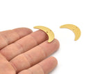 Gold Moon Charm, 4 Gold Plated Brass Crescent Moon Charms With 2 Holes, Findings, Connectors (28x8x0.65mm) D1224