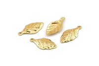 Gold Leaf Charm, 10 Gold Plated Brass Leaf Findings, Charms (21x10mm) Brs 1094 D0506--n0686
