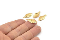 Gold Leaf Charm, 10 Gold Plated Brass Leaf Findings, Charms (21x10mm) Brs 1094 D0506--n0686