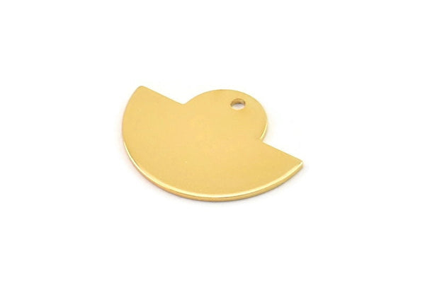Semi Circle Charm, 2 Gold Plated Brass Semi Circle Blanks With 1 Hole, Geometric Pendant (24x17.5x0.8mm) U104