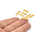 Gold Rectangle Charm, 10 Gold Plated Brass Rectangle Stamping Blanks with 1 Hole (15x5x0.80mm) U023