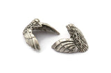 Silver Bird, Antique Silver Plated Brass Bird Figurines  (20x20mm) N0126