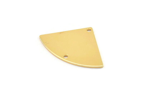 Gold Triangle Charm, 2 Gold Plated Brass Fan Charms With 2 Holes, Connectors, Findings (30x19x0.80mm) M221