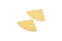 Gold Triangle Charm, 2 Gold Plated Brass Fan Charms With 2 Holes, Connectors, Findings (30x19x0.80mm) M221