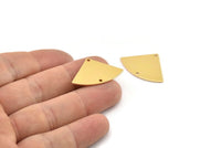 Gold Triangle Charm, 2 Gold Plated Brass Fan Charms With 2 Holes, Connectors, Findings (30x19x0.80mm) M221