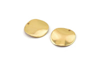 Gold Round Charm, 8 Gold Plated Brass Round Disc Charms With 1 Hole (16mm) A0497