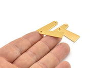 Gold Charm, 2 Gold Plated Brass Rectangle Charms With 1 Hole (10x28mm) D0263 / N0683