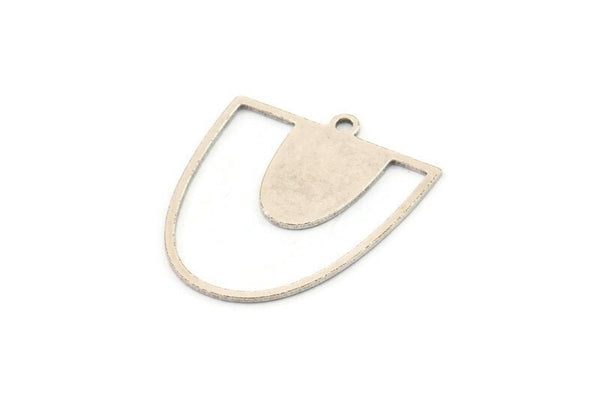 Silver D Shaped Charm, 8 Antique Silver Plated Brass D Shaped Charms With 1 Loop, Earrings, Findings (24x21x0.60mm) A4493