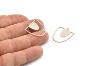 Silver D Shaped Charm, 8 Antique Silver Plated Brass D Shaped Charms With 1 Loop, Earrings, Findings (24x21x0.60mm) A4493