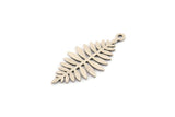 Silver Leaf Charm, 12 Antique Silver Plated Brass Acacia Leaf Charms With 1 Loop, Findings (27x13x0.60mm) A4779