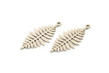 Silver Leaf Charm, 12 Antique Silver Plated Brass Acacia Leaf Charms With 1 Loop, Findings (27x13x0.60mm) A4779