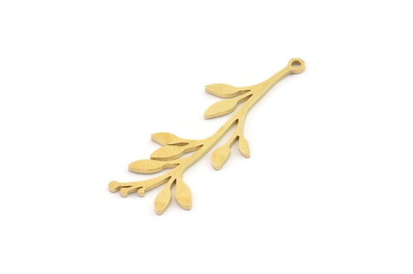 Brass Leaf Charm, 12 Raw Brass Leaf Charms With 1 Loop, Charm Earrings (36x13x0.80mm) SMP1234 A2971