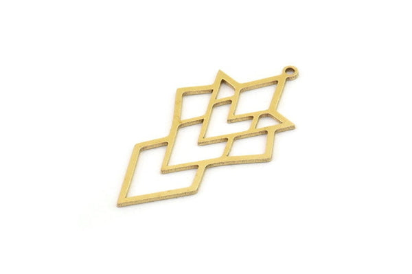 Brass Geometric Charm, 4 Raw Brass Earring Charms, Chevron Earrings With 1 Loop, Brass Findings (39x21x0.80mm) SMP1260