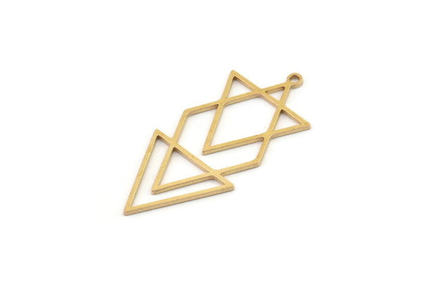 Brass Geometric Charm, 6 Raw Brass Earring Charms, Triangle Earrings With 1 Loop, Brass Findings (38x17x0.80mm) SMP1262