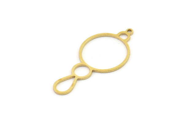 Brass Geometric Charm, 6 Raw Brass Earring Charms, Drop Charms, Circle Earrings With 1 Loop, Brass Findings (35x16x0.80mm) SMP1261