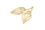 Brass Leaf Charm, 4 Raw Brass Leaf Earrings, Branch Charms, Leaf Jewelry, Leaf Pendants With 1 Loop, Charm Earrings (35x30x0.80mm) SMP1247