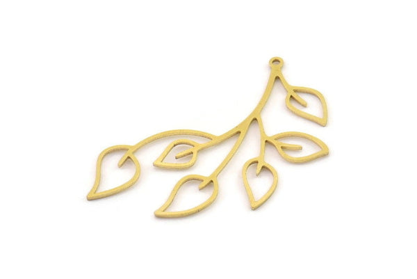 Brass Leaf Charm, 6 Raw Brass Leaf Earrings, Branch Charms, Leaf Jewelry, Leaf Pendants With 1 Loop, Charm Earrings (45x0.80mm) SMP1254