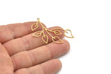 Brass Leaf Charm, 6 Raw Brass Leaf Earrings, Branch Charms, Leaf Jewelry, Leaf Pendants With 1 Loop, Charm Earrings (45x0.80mm) SMP1254