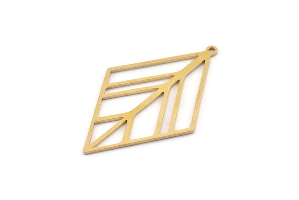 Brass Leaf Charm, 4 Raw Brass Leaf Earrings, Diamond Charms, Leaf Jewelry, Leaf Pendants With 1 Loop, Charm Earrings (40x26x0.80mm) SMP1248