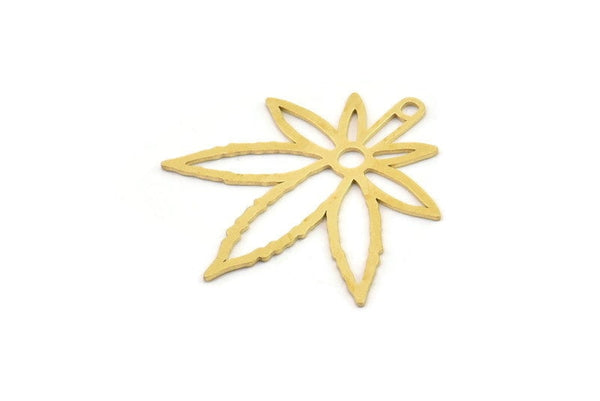 Brass Leaf Charm, 4 Raw Brass Leaf Earrings, Branch Charms, Leaf Jewelry, Leaf Pendants With 1 Loop, Charm Earrings (33x30x0.60mm) SMP1249