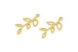 Brass Leaf Charm, 24 Raw Brass Leaf Charms With 1 Loop, Charm Earrings (26x14x0.50mm) A1847