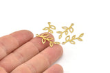 Brass Leaf Charm, 24 Raw Brass Leaf Charms With 1 Loop, Charm Earrings (26x14x0.50mm) A1847