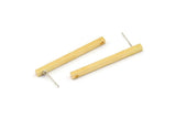 Earring Studs, 6 Raw Brass - Stick Earrings - Earring Findings, Rectangle Earrings (2.5x2.5x35mm) D0237 A2977