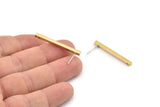 Earring Studs, 6 Raw Brass - Stick Earrings - Earring Findings, Rectangle Earrings (2.5x2.5x35mm) D0237 A2977