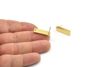 Earring Studs, 6 Raw Brass - D Shape Earrings - Earring Findings, Rectangle Earrings (21.5x7x1mm) A6169 A5335