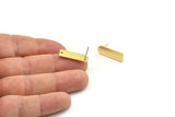 Earring Studs, 6 Raw Brass - D Shape Earrings - Earring Findings, Rectangle Earrings (21.5x7x1mm) A6169 A5335